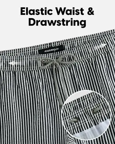 maamgic Men's Swim Trunks 5.5 inch Seersucker Beach Shorts Quick Dry Bathing Suits with Mesh Liner - 3