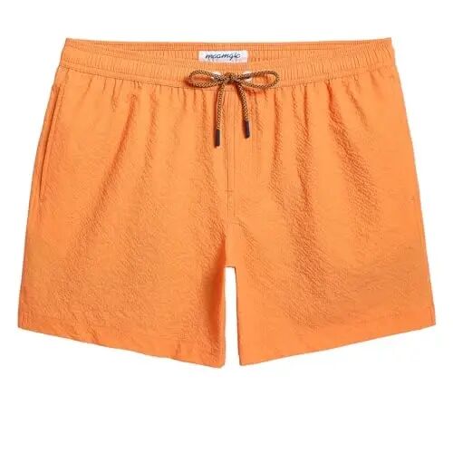 maamgic Men's Swim Trunks 5.5 inch Seersucker Beach Shorts Quick Dry Bathing Suits with Mesh Liner - maamgic