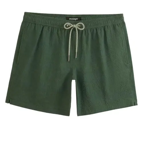 maamgic Men's Swim Trunks 5.5 inch Seersucker Beach Shorts Quick Dry Bathing Suits with Mesh Liner - 1