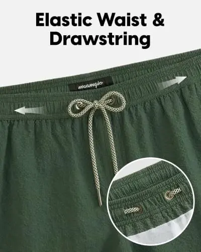 maamgic Men's Swim Trunks 5.5 inch Seersucker Beach Shorts Quick Dry Bathing Suits with Mesh Liner - 3
