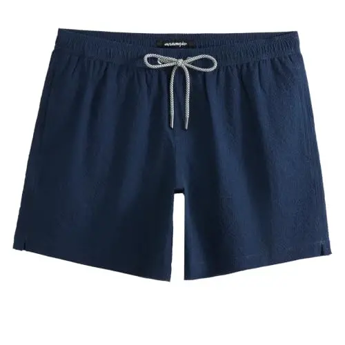 maamgic Men's Swim Trunks 5.5 inch Seersucker Beach Shorts Quick Dry Bathing Suits with Mesh Liner - 1
