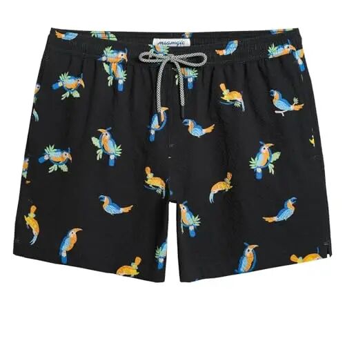 maamgic Men's Swim Trunks 5.5 inch Seersucker Beach Shorts Quick Dry Bathing Suits with Mesh Liner - maamgic