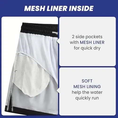 maamgic Mens Swim Trunks Quick Dry Mesh Linner with Pockets 7