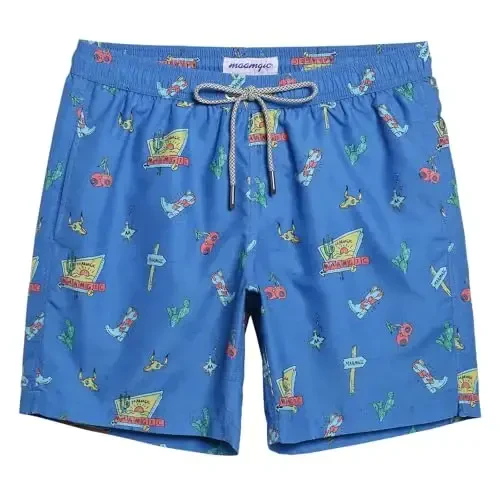 maamgic Mens Swim Trunks Quick Dry Swim Shorts with Mesh Lining Funny Swimwear Bathing Suits 7inch - 1