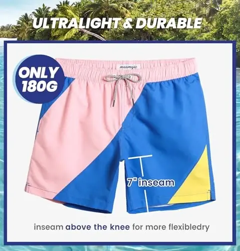 maamgic Mens Swim Trunks Quick Dry Swim Shorts with Mesh Lining Funny Swimwear Bathing Suits 7inch - 7
