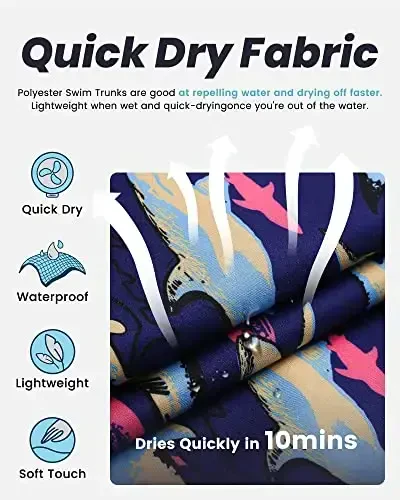 maamgic Mens Swim Trunks Quick Dry Swim Shorts with Mesh Lining Funny Swimwear Bathing Suits 7inch - 3