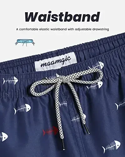 maamgic Mens Swim Trunks Quick Dry Swim Shorts with Mesh Lining Funny Swimwear Bathing Suits 7inch - 3