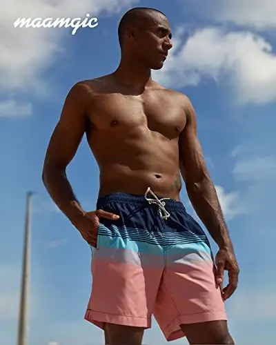 maamgic Mens Swim Trunks Quick Dry Swim Shorts with Mesh Lining Funny Swimwear Bathing Suits 7inch - 11