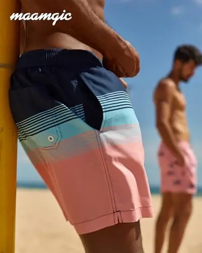 maamgic Mens Swim Trunks Quick Dry Swim Shorts with Mesh Lining Funny Swimwear Bathing Suits 7inch - 12