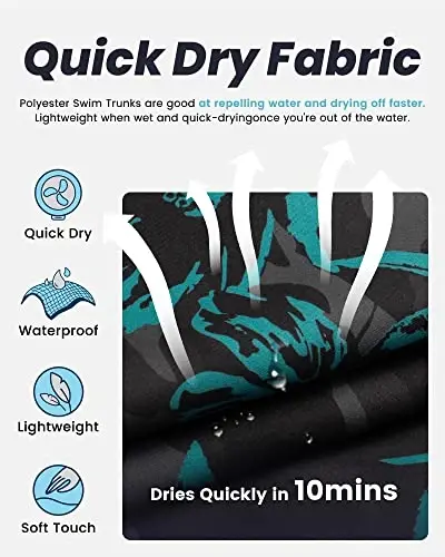 maamgic Mens Swim Trunks Quick Dry Swim Shorts with Mesh Lining Funny Swimwear Bathing Suits 7inch - 10