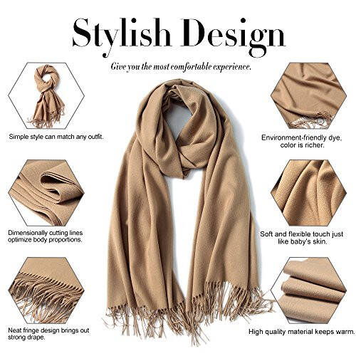 Maamgic Women's Scarf Pashmina Shawls and Wraps for Evening Dresses Travel Office Winter Wedding Cashmere Feel Large Scarves - 4