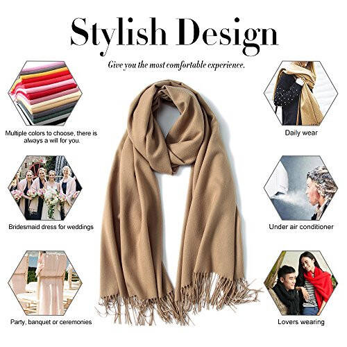 Maamgic Women's Scarf Pashmina Shawls and Wraps for Evening Dresses Travel Office Winter Wedding Cashmere Feel Large Scarves - 5