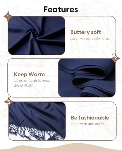 maamgic Women's Scarf Shawl Wrap CasModazoneere Feel Winter Scarf for Wedding | Soft Cotton Blend, Lightweight, Oversized Blanket Scarf, Perfect For Evening Dresses，Anniversaries & Flights - 5