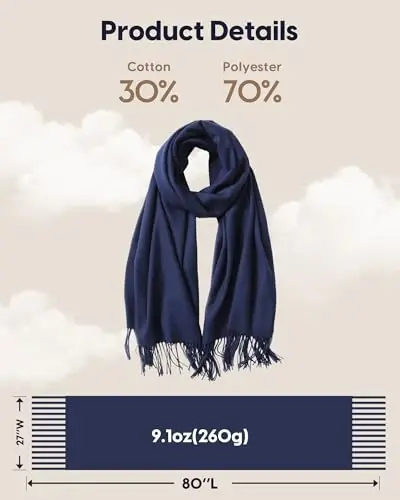 maamgic Women's Scarf Shawl Wrap CasModazoneere Feel Winter Scarf for Wedding | Soft Cotton Blend, Lightweight, Oversized Blanket Scarf, Perfect For Evening Dresses，Anniversaries & Flights - 6