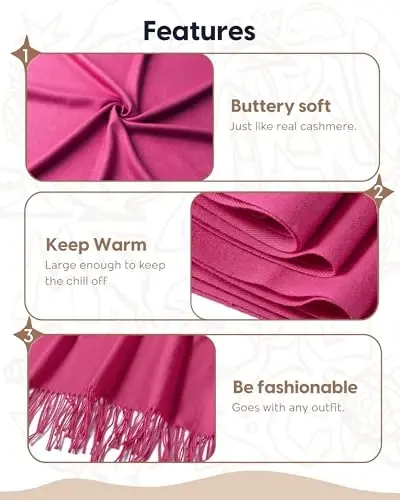 maamgic Women's Scarf Shawl Wrap CasModazoneere Feel Winter Scarf for Wedding | Soft Cotton Blend, Lightweight, Oversized Blanket Scarf, Perfect For Evening Dresses，Anniversaries & Flights - 5