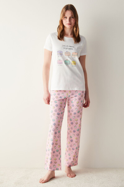 Macaron Pink Pants Pajama Set - 1