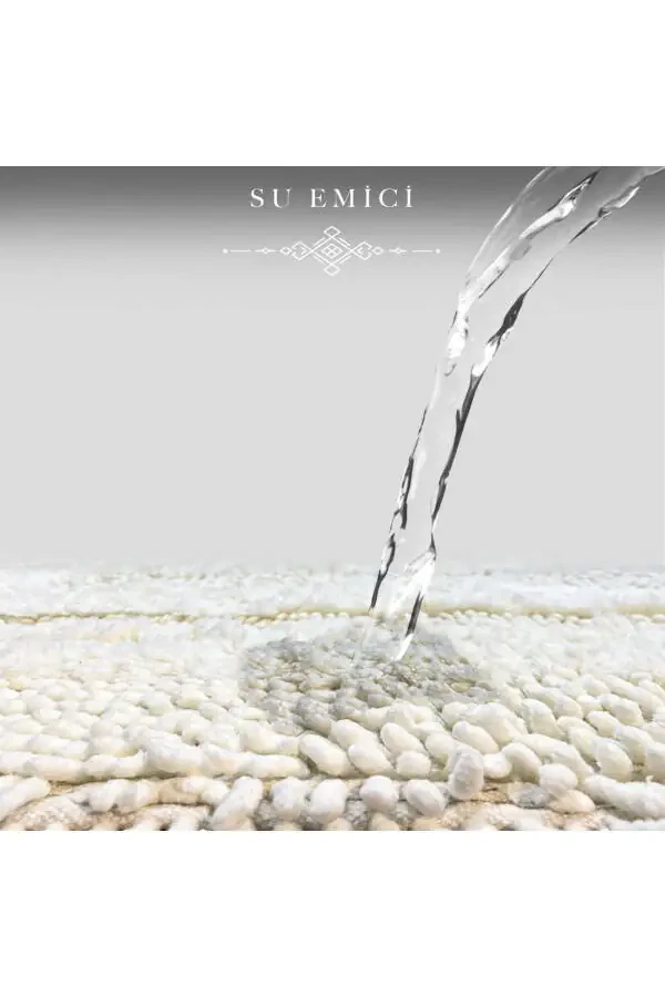 Macaroni Oval Cream 2-Piece Bath Mat Set 100% Cotton Bath Rug Toilet Set - 4