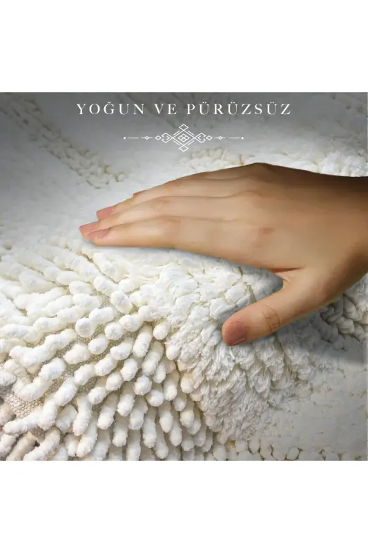 Macaroni Oval Cream 2-Piece Bath Mat Set 100% Cotton Bath Rug Toilet Set - 7