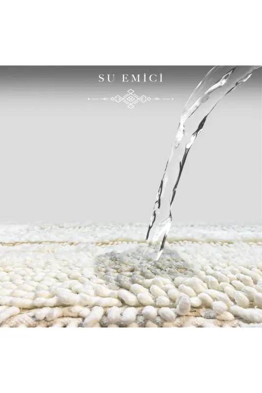 Macaroni Oval Cream 2-Piece Bath Mat Set Natural Cotton Bath Rug Toilet Set - 3