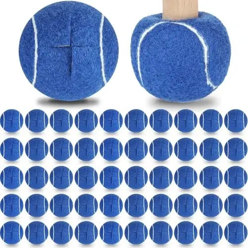 Macarrie 100 Pcs Precut Tennis Balls Bulk for Furniture Legs Tennis Ball Chair Foot Covers for Floor Protection Ball Desk Leg Coverings(Blue) - Macarrie