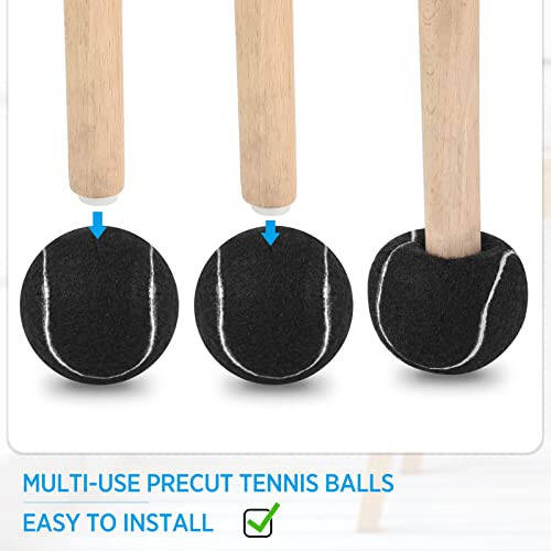 Macarrie 100 Pcs Precut Tennis Balls Bulk for Furniture Legs Tennis Ball Chair Foot Covers for Floor Protection Ball Desk Leg Coverings(Black) - 2