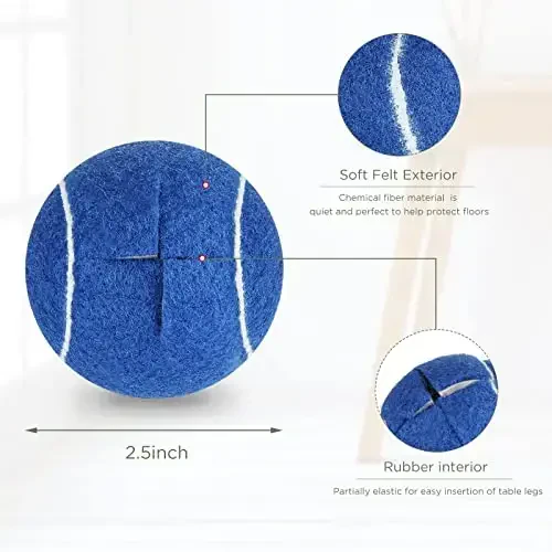 Macarrie 100 Pcs Precut Tennis Balls Bulk for Furniture Legs Tennis Ball Chair Foot Covers for Floor Protection Ball Desk Leg Coverings(Blue) - 2