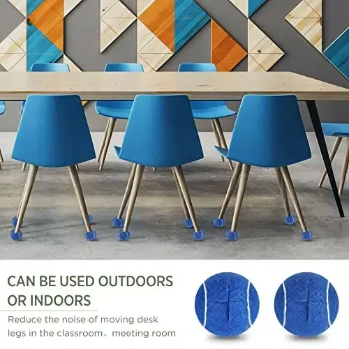 Macarrie 100 Pcs Precut Tennis Balls Bulk for Furniture Legs Tennis Ball Chair Foot Covers for Floor Protection Ball Desk Leg Coverings(Blue) - 6