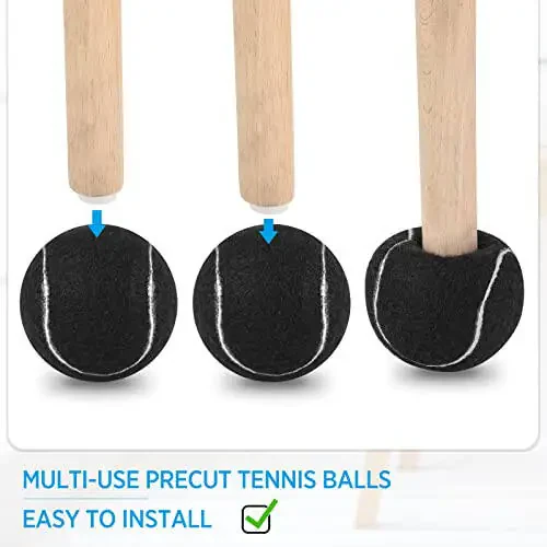 Macarrie 100 Pcs Precut Tennis Balls Bulk for Furniture Legs Tennis Ball Chair Foot Covers for Floor Protection Tennis Ball Desk Leg Coverings (Black) - 2