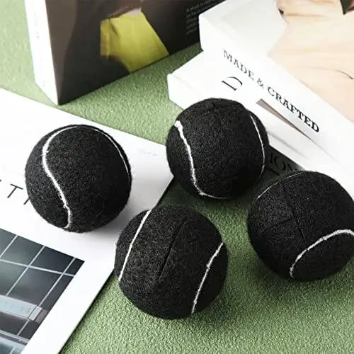 Macarrie 100 Pcs Precut Tennis Balls Bulk for Furniture Legs Tennis Ball Chair Foot Covers for Floor Protection Tennis Ball Desk Leg Coverings (Black) - 3