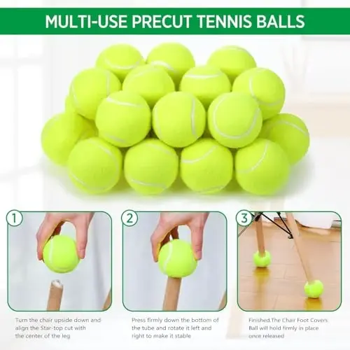 Macarrie 100 Pcs Precut Tennis Balls Bulk for Legs Desk - 4