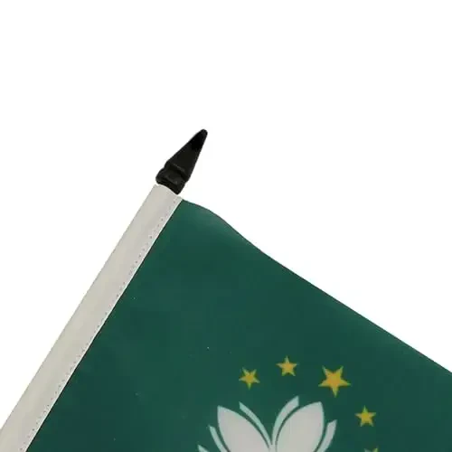 Macau stol bayrog'i 4'' x 6'' - Makaolik stol bayrog'i 15 x 10 sm. - Qora plastik tayoq va taglik - AZ FLAG - 4