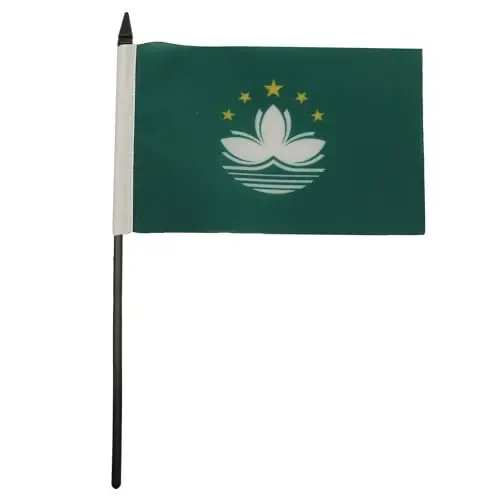 Macau Table Flag 4'' x 6'' - Macanese Desk Flag 15 x 10 cm. - Black plastic stick and base - AZ FLAG - 2
