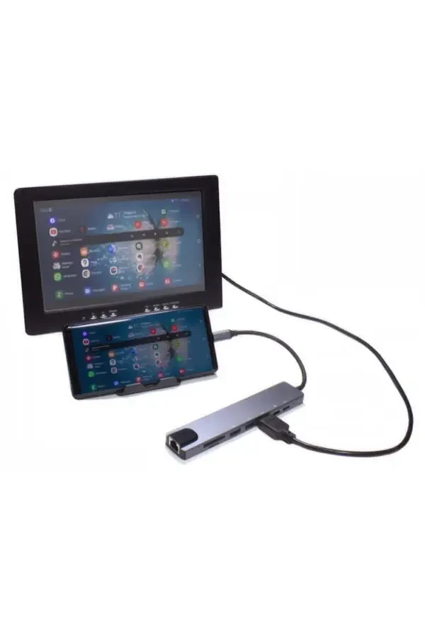 Macbook Pro Air Usb Type-c Hub Konvertor Adapter Splitter Usb Hdmı Micro Sd 8 Kirishli - 3