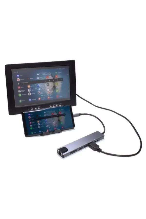 Macbook Pro Air Usb Type-c Hub Konvertor Adapter Splitter Usb Hdmı Micro Sd 8 Kirishli - 9