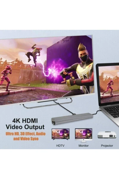 Macbook Pro Air Usb Type-c Hub Konvertor Adapter Splitter Usb Hdmı Micro Sd 8 Kirishli - 10