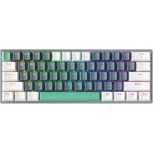 Machenike K500A-B61W 60% Mechanical Wireless Gaming Keyboard, 61 Keys Ultra-Compact Hot Swappable Linear Brown Switch, Dynamic RGB Backlit, Anti-Ghosting, Double-Shot PBT Keycaps, Win/Mac, White - MACHENIKE