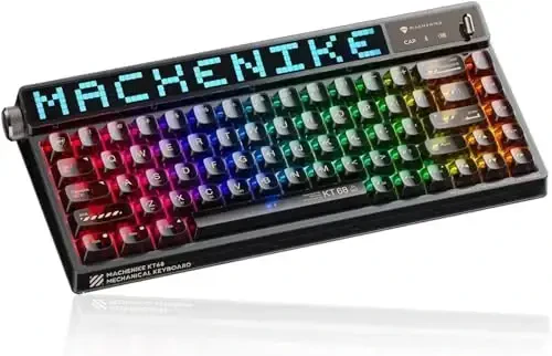 Machenike KT68 Pro 65% RGB Wireless Compact Mechanical Gaming Keyboard, Customizable LED Screen, 3-Modes 68 Keys Hot Swappable Brown Switch, Anti-Ghosting, Transparent Keycaps, Win/Mac, Black - MACHENIKE