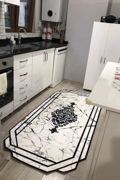 Machine Washable Non-Slip Black and White Rug - VOPTEKS (1)
