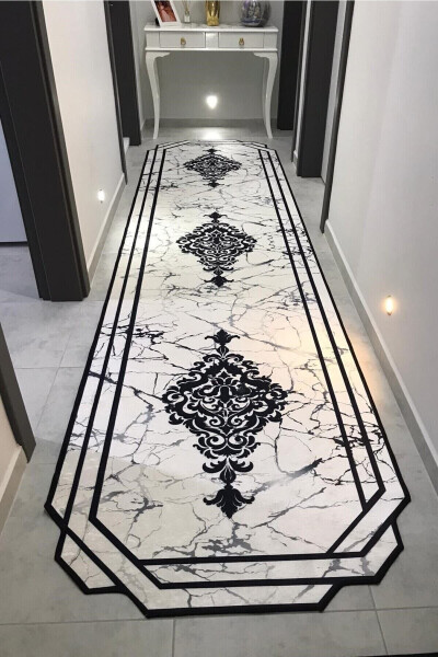 Machine Washable Non-Slip Black and White Rug - VOPTEKS