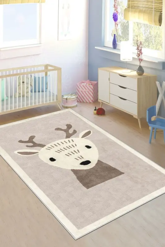 Machine Washable Non-Slip Stain Resistant Animal Print Baby and Kids Rug - 1