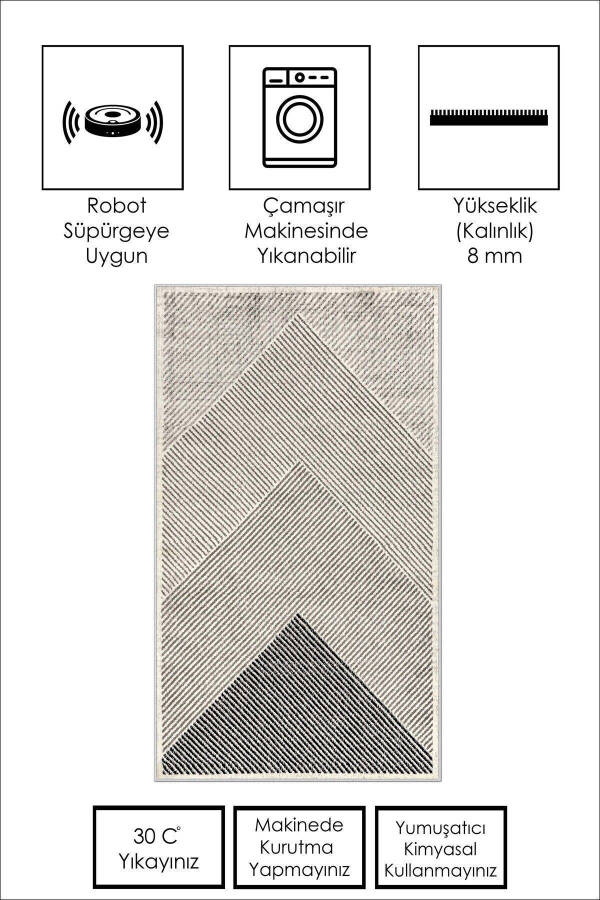 Machine Washable Non-Slip Stain Resistant Beige Kitchen Rug Living Room Rug and Runner - 6