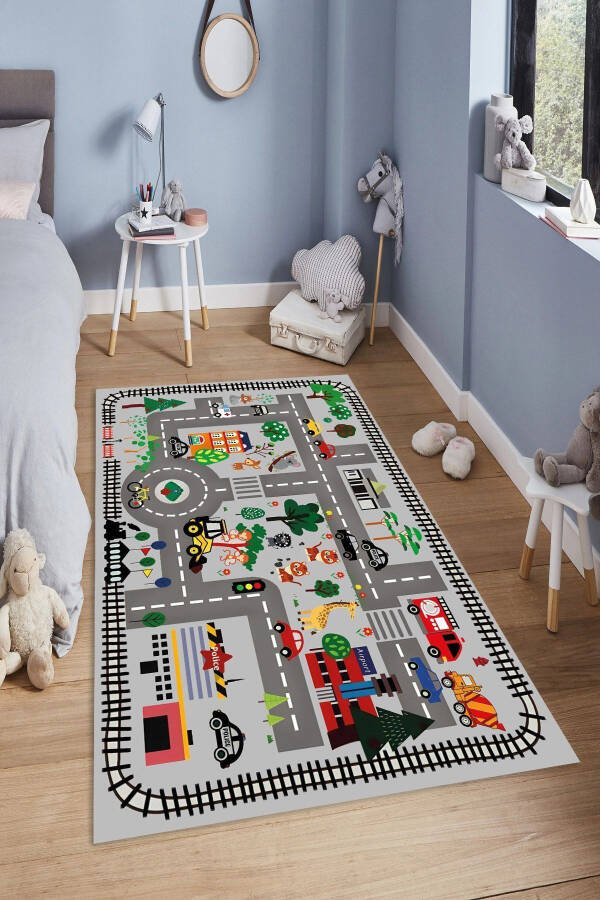 Machine Washable Non-Slip Stain Resistant Educational Baby and Kids Room Rug Play Mat - 1