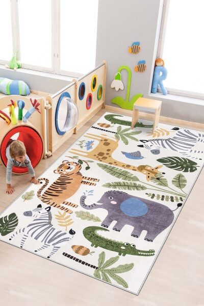 Machine Washable Non-Slip Stain Resistant Educational Rug Baby And Child Rug Play Mat - 1