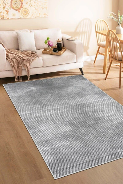 Machine Washable Non-Slip Stain Resistant Grey Living Room Rug Kitchen Rug and Runner - WEST HOME