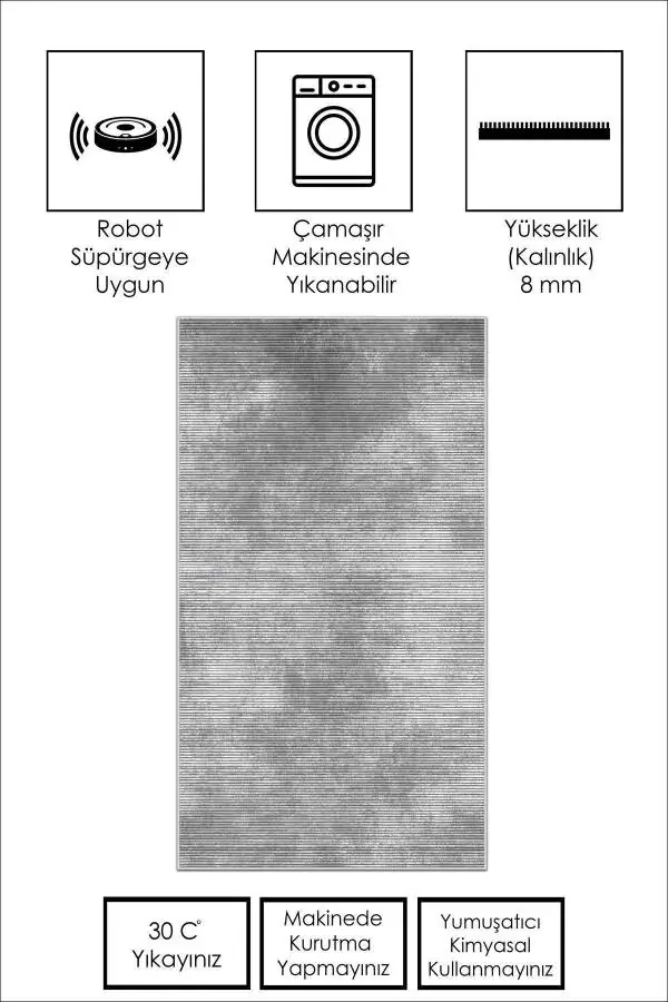 Machine Washable Non-Slip Stain Resistant Grey Living Room Rug Kitchen Rug and Runner - 2