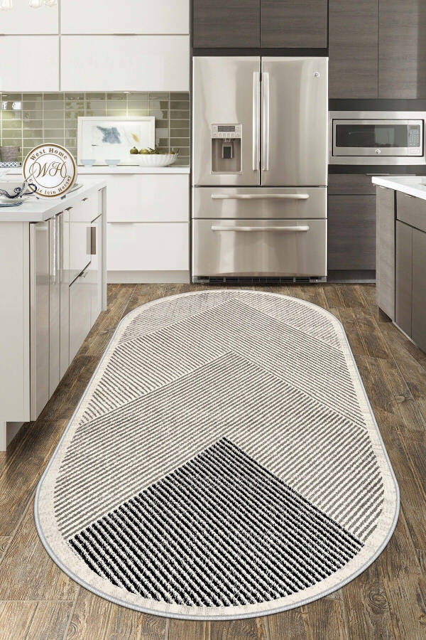 Machine Washable Non-Slip Stain Resistant Oval Living Room Rug Kitchen Rug and Runner - 6