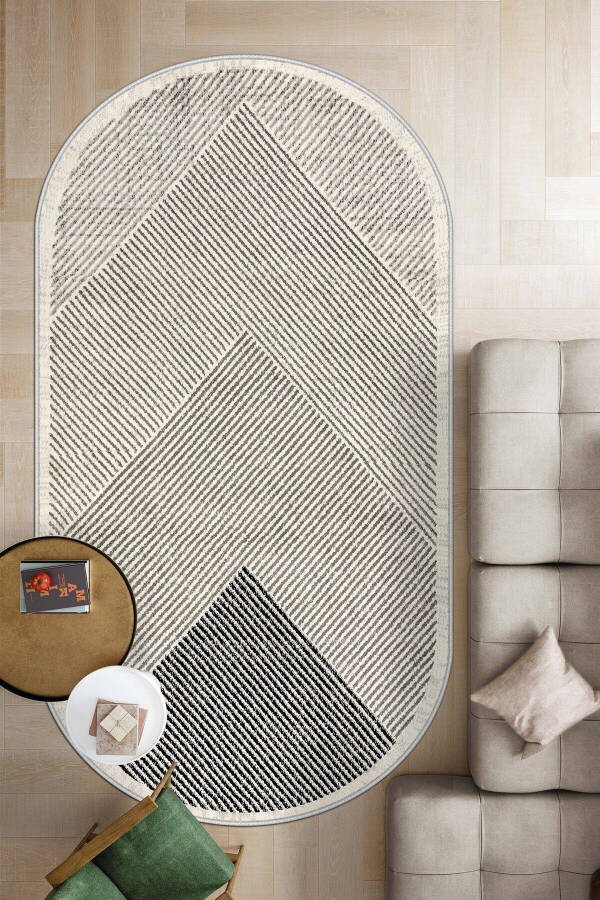 Machine Washable Non-Slip Stain Resistant Oval Living Room Rug Kitchen Rug and Runner - 7