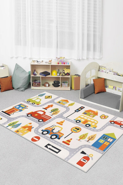 Machine Washable Non-Slip Stain Resistant Road Pattern Rug Baby And Kids Carpet Play Mat - 1