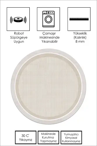 Machine Washable Non-Slip Stain Resistant Round Beige Kitchen Rug Living Room Rug and Runner-beige - WEST HOME (1)
