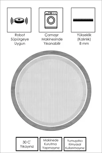 Machine Washable Non-Slip Stain Resistant Round Gray Kitchen Rug Living Room Rug and Runner-gray - WEST HOME (1)